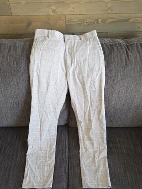 H&M Men's Cream, Purple and Gray Plaid Chinos
